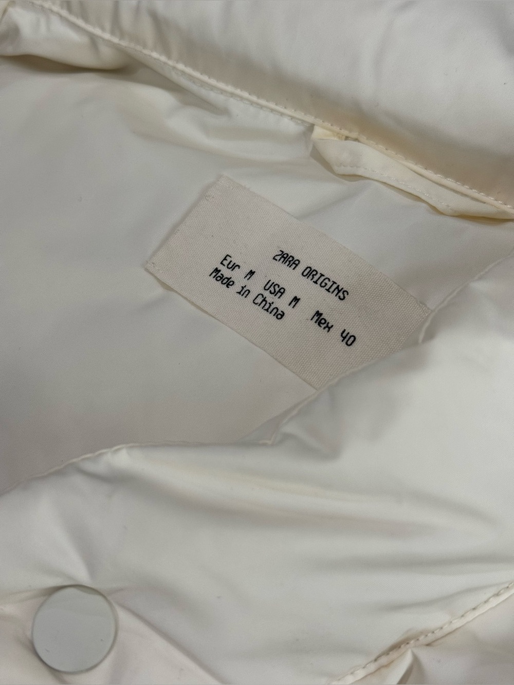 Zara Cream Quilted Puffer Jacket